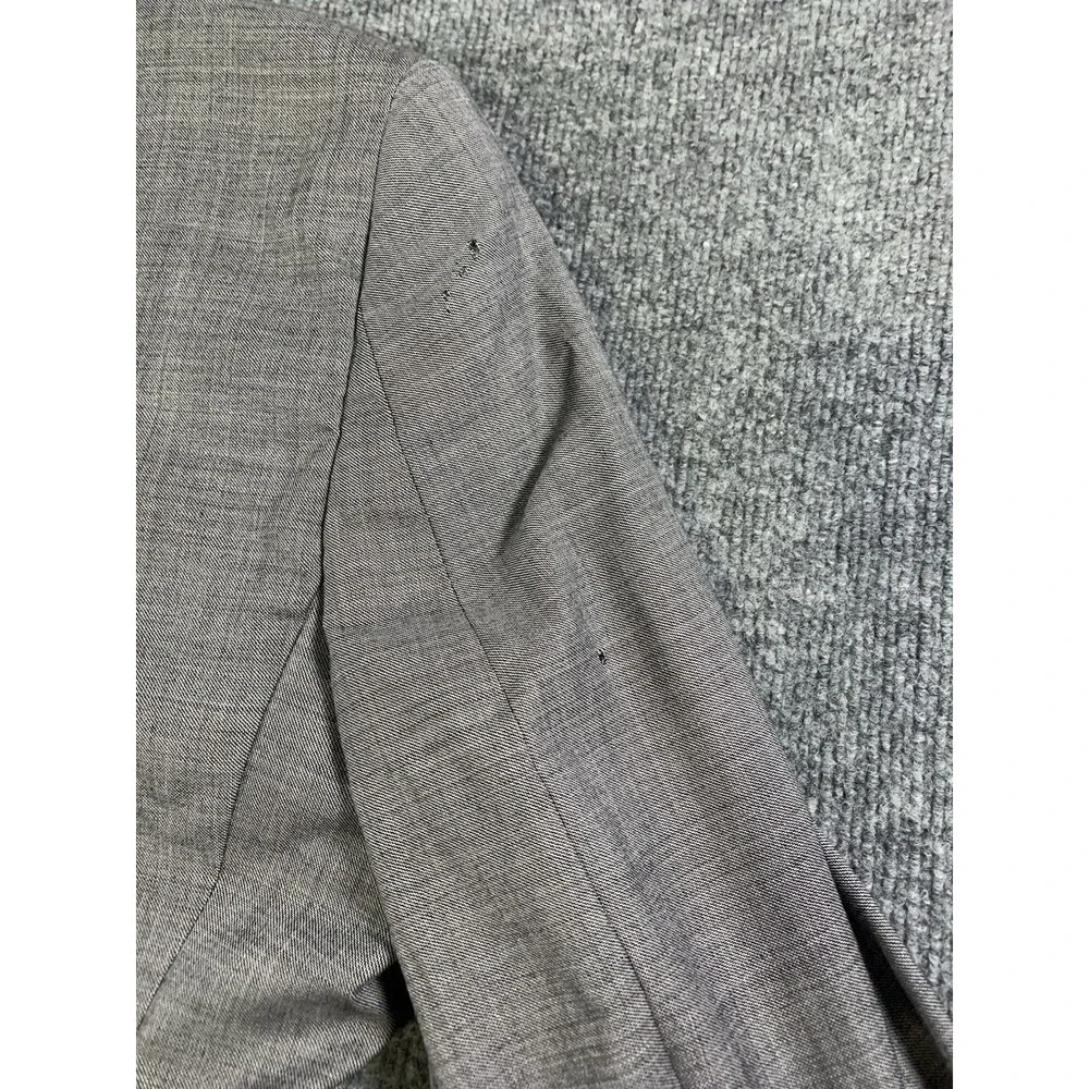 Jos A Bank Mens 42R Two-Button Gray Wool Silk Houndstooth Plaid Suit Blazer